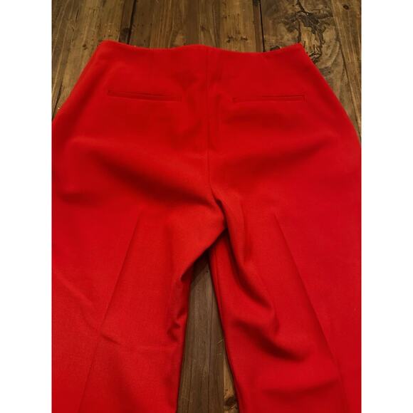 Proenza Schouler Size 6 Red Wool Blend Stretch Wide Leg Pants Pockets Luxury - Picture 15 of 16